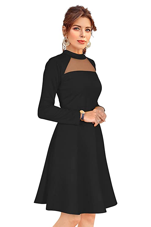 Fashion2wear Women's A-Line Knee Length Dress (FW_MIDI Dress_Red_Medium) - Image 2